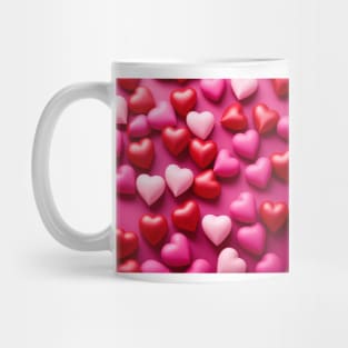 celebrating Valentines day, random floating love hearts Mug